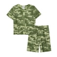 thumbnail image 1 of Saint Eve Kids Boys Pajamas, 2 Piece PJ Set Button Down Sport Jersey with Shorts - Green Camo, 1 of 6