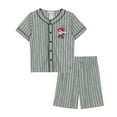 thumbnail image 1 of Saint Eve Kids Boys Pajamas, 2 Piece PJ Set Button Down Sport Jersey with Shorts - Grey Pinstripe, 1 of 6