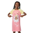 thumbnail image 1 of Saint Eve Kids Girls 2 Pack Nightgowns, Short Sleeve 2 Piece Soft Jersey Sleep Shirt - Peach Bee Purple Cat, Medium, 1 of 6