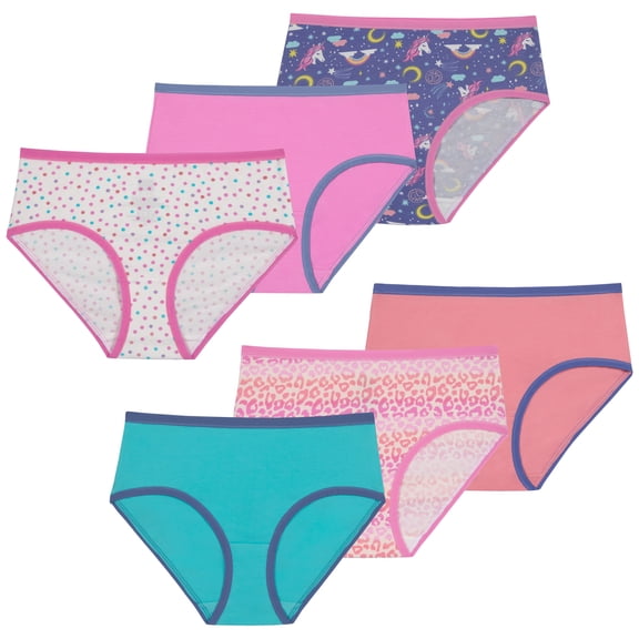 Saint Eve Kids Girls Cotton 6 Pack Underwear - Soft & Breathable Brief Panties Sets for Kids, Multi-Color Everyday Comfort
