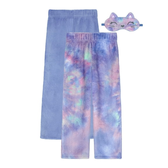 Saint Eve Kids Girls Fuzzy Pajama Pants, 2 Piece PJ Pant Set and Sleep Mask