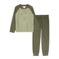 thumbnail image 1 of Saint Eve Kids Pajama Set, Soft Fleece Animal Print Long Sleeve PJs - Green Dinosaur, 1 of 5