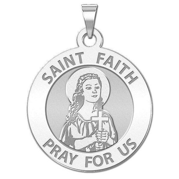 Saint Faith Religious Medal - 1 inch Size of a Quarter -Sterling Silver