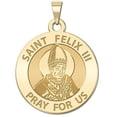 thumbnail image 1 of Saint Felix III Religious Medal  - 2/3 Inch Size of Dime, Solid 14K Yellow Gold, 1 of 2