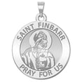 thumbnail image 1 of Saint Finbarr Round Religious Medal - 1 Inch Size of a Quarter -14K White Gold, 1 of 2
