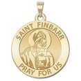 thumbnail image 1 of Saint Finbarr Round Religious Medal - 1 Inch Size of a Quarter -Solid 14K Yellow Gold, 1 of 2