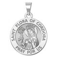 thumbnail image 1 of Saint Flora of Cordoba Round Religious Medal - 2/3 in Size of Dime, Solid 14K White Gold, 1 of 1