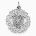 thumbnail image 1 of Saint Florian Round Filigree Religious Medal  - 1 Inch Size of a Quarter in Solid 14K White Gold, 1 of 1