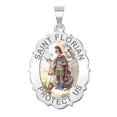 thumbnail image 1 of Saint Florian Scalloped Religious Medal Color - 3/4 Inch X 1 Inch - Sterling Silver, 1 of 1