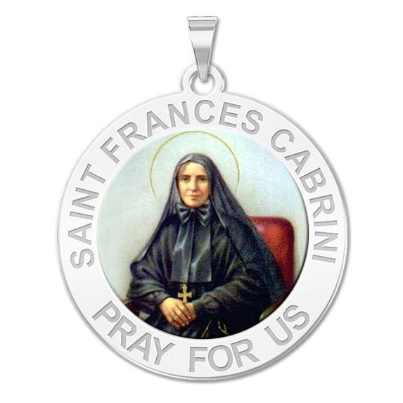 Saint Frances Cabrini Religious Medal Color - 2/3 Inch Size of Dime, Sterling Silver