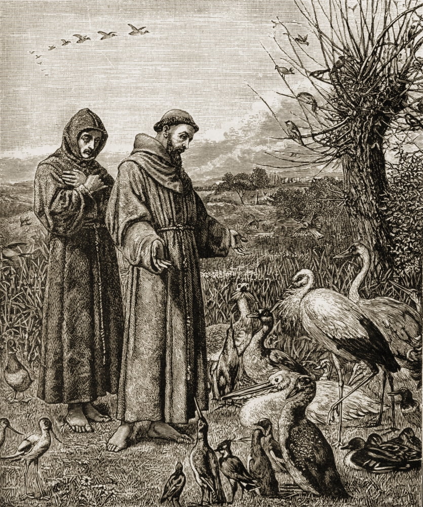 Saint Francis Of Assissi C 1181-1226 Founder Of The Franciscan Order St Francis Preaching To The Birds From The Picture By H Stacy Marks Canvas Art - Ken Welsh Design Pics (13 x 16)