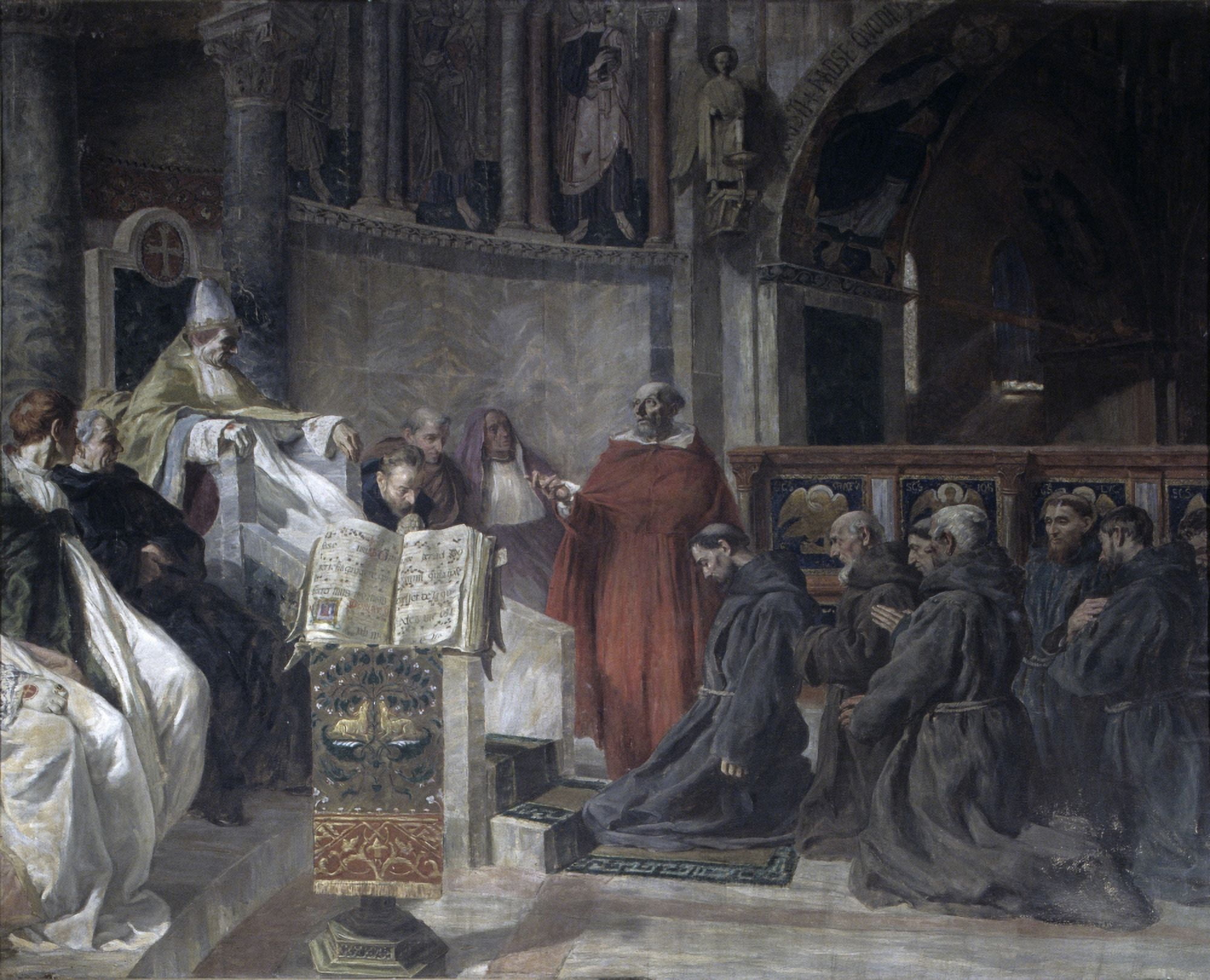 Saint Francis Before Pope Innocent The Third Canvas Art - (36 x 24)
