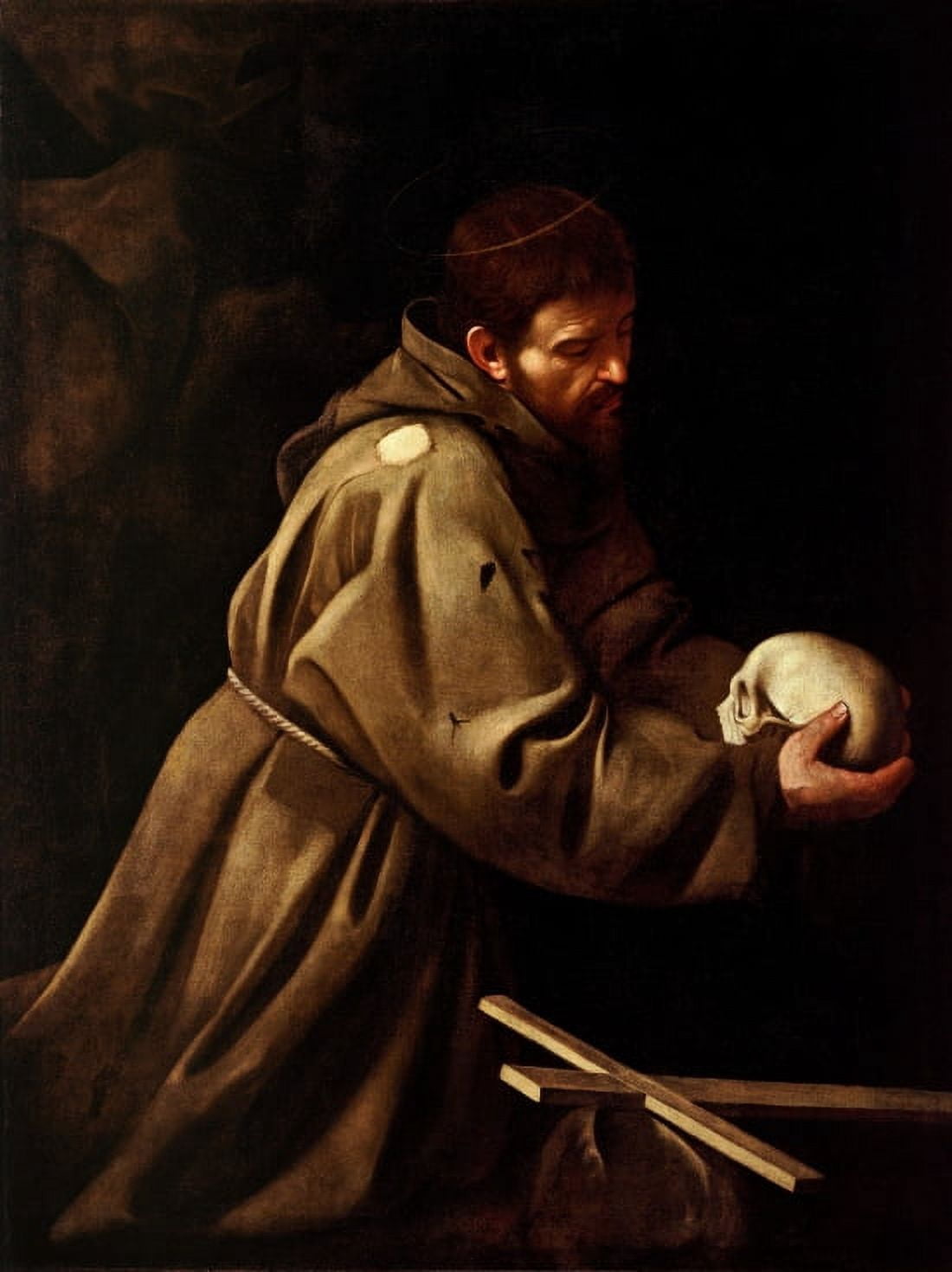 Saint Francis In Prayer Canvas Art - Caravaggio (18 x 24)