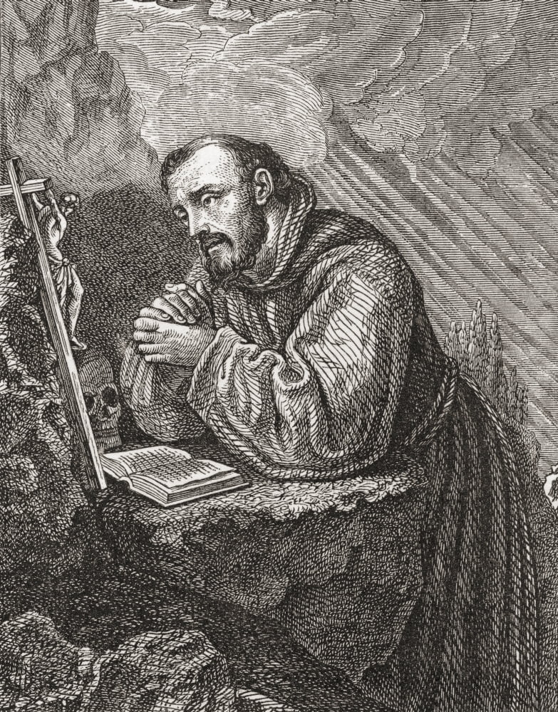 Saint Francis Of Assisi Born Giovanni Francesco Di Bernardone 1181 Canvas Art - Ken Welsh Design Pics (12 x 16)