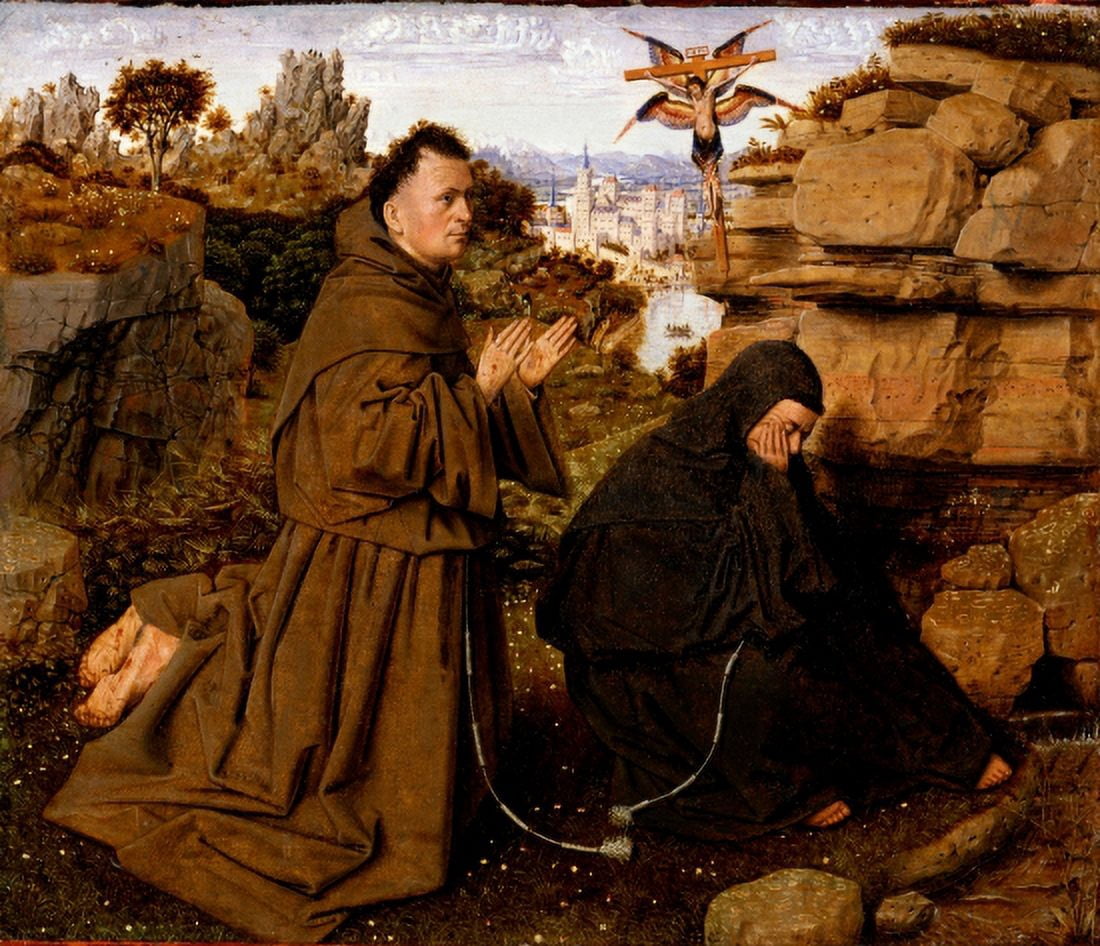 Saint Francis Of Assisi Receiving The Stigmata Canvas Art - Jan Van Eyck (18 x 24)