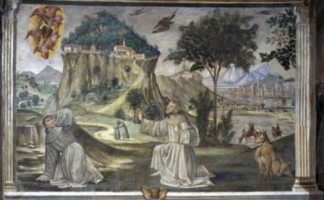 Saint Francis Receives the Stigmata  Domenico Ghirlandaio (1449-1494 Florentine)  Chapel Sassetti Saint Trinity Florence Canvas Art - Domenico Ghirlandaio (24 x 36)