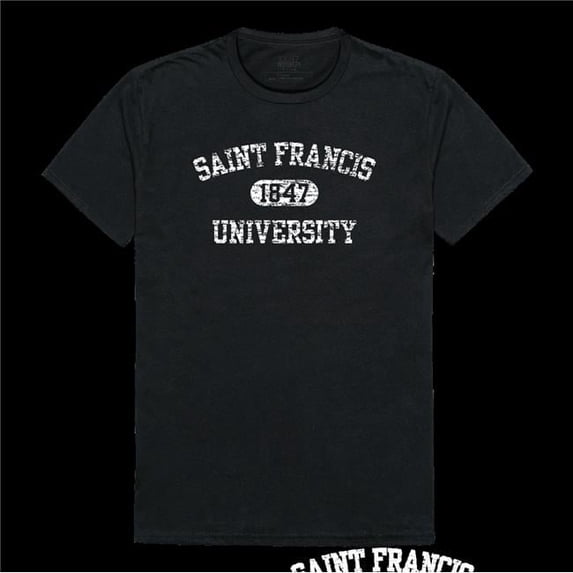Saint Francis University Red Flash Distressed Arch College T-Shirt, Black - Small
