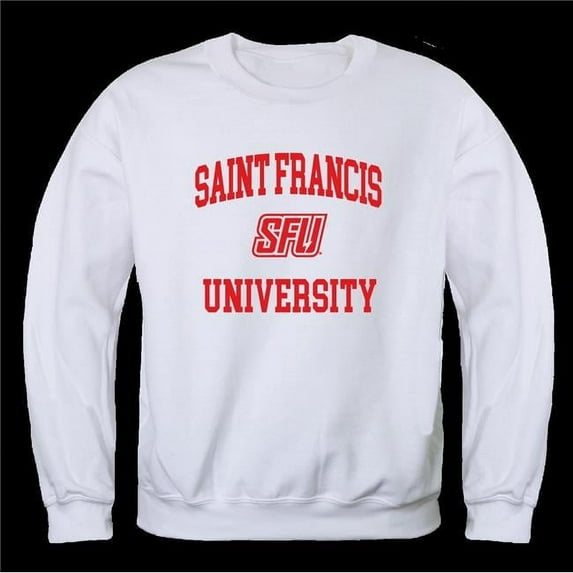 Saint Francis University Red Flash Seal Crewneck Sweatshirt, White - Small