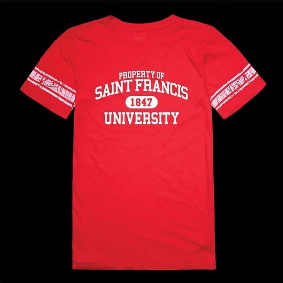 Saint Francis University Red Flash Women Property Football T-Shirt, Red - Small