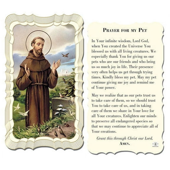 Saint Francis of Assisi Catholic Prayer Holy Card with Prayer on Back, Pack of 50