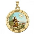 thumbnail image 1 of Saint Francis of Assisi Religious Medal - 3/4 inch Size of a Nickel - Solid 14K Yellow Gold, 1 of 2