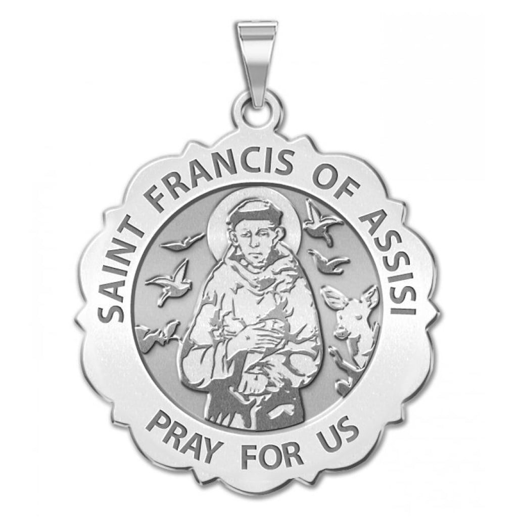 Saint Francis of Assisi Scalloped Round Religious Medal - 3/4 Inch Size ...
