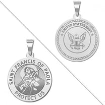Saint Francis of Paola DoubleSided Navy Medal - 2/3 Inch Size of Dime, Sterling Silver