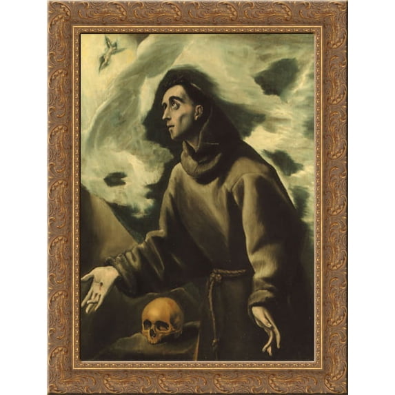 Saint Francis receiving the Stigmata 20x24 Gold Ornate Wood Framed Canvas Art by El Greco