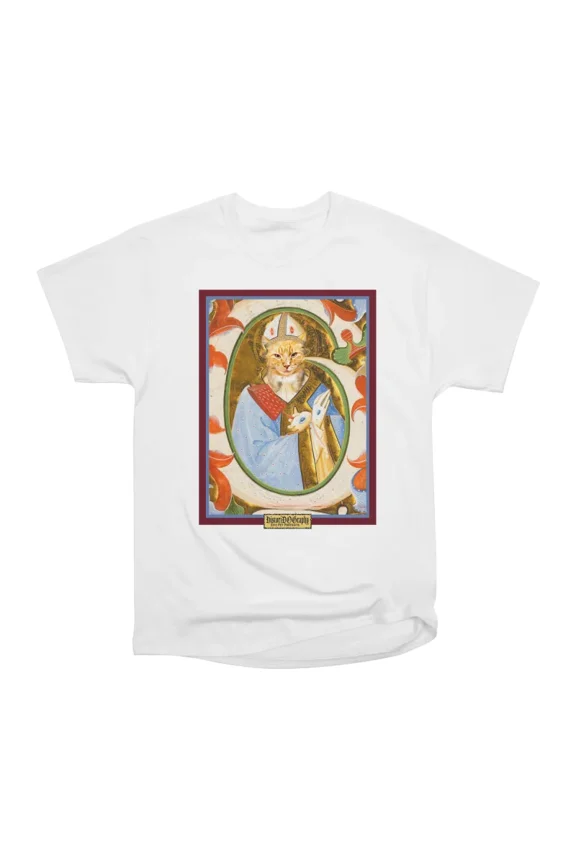 Saint Furball Cat as Saint Blaise T-Shirt Tee Gift For Him Merch For Her Apparel For Frien