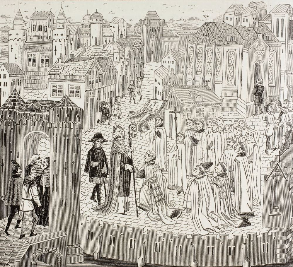 Saint Gaugericus In French Saint G Canvas Art - Ken Welsh Design Pics (30 x 28)