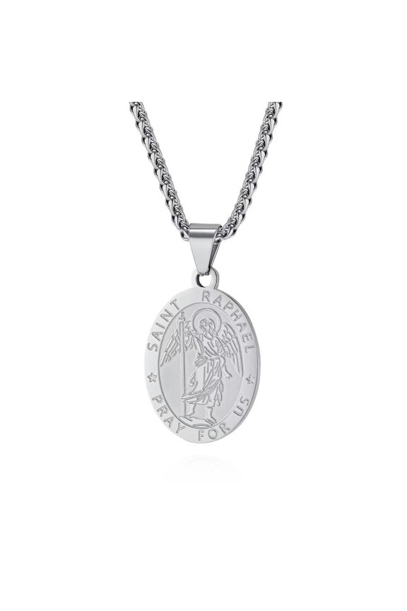 Saint George 14K Yellow Gold Pendant Necklace for Men Women Warrior St. George's Dragon Totem Medallion Charm Neck Chain Amulet Jewelry