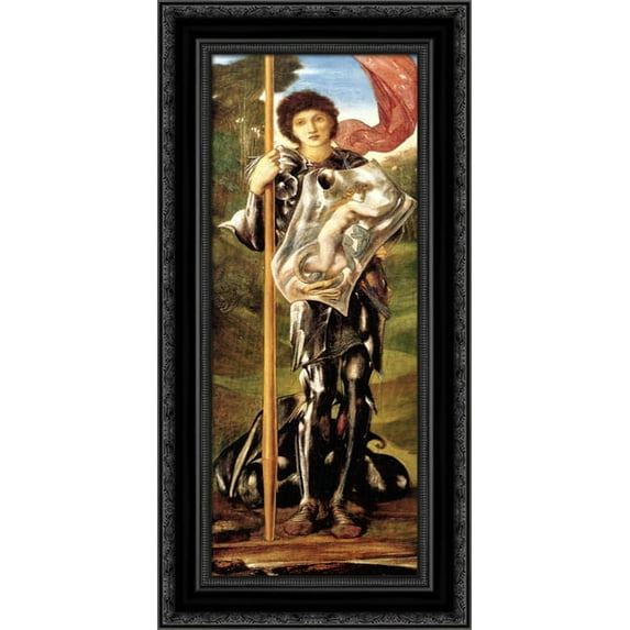 Saint George 14x24 Black Ornate Wood Framed Canvas Art by Burne Jones, Edward
