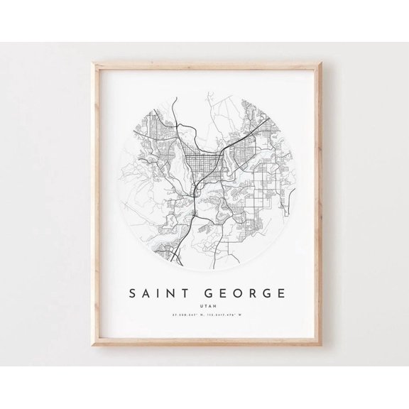 Saint George Map Print Saint George Map Poster City Wall Art Ut Road Map Utah Print Street Map Decor Office Gift L823V4 POSTER Wall Art