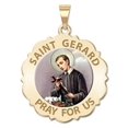 thumbnail image 1 of Saint Gerard Scalloped Religious Medal Color - 2/3 Inch Size of Dime, Solid 14K Yellow Gold, 1 of 1