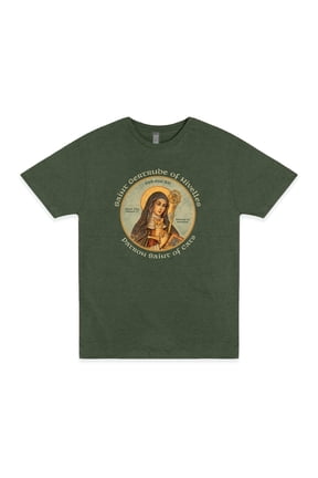 Saint Gertrude of Nivelles Patron Saint of Cats T-Shirt – Catholic Cat Lover Tee
