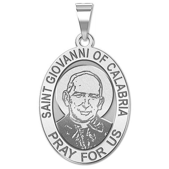 Saint Giovanni of Calabria Religious Medal - 1/2 X 2/3 Inch Size of Dime, Sterling Silver