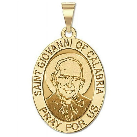 Saint Giovanni of Calabria Religious Medal - 2/3 X 3/4 Inch Size of Nickel, Solid 14K Yellow Gold