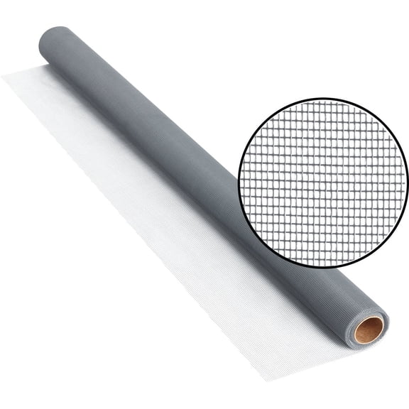 Replacement Screen, Fiberglass, 36 in W, 25 ft L, 0.011 in Wire Dia, Gray