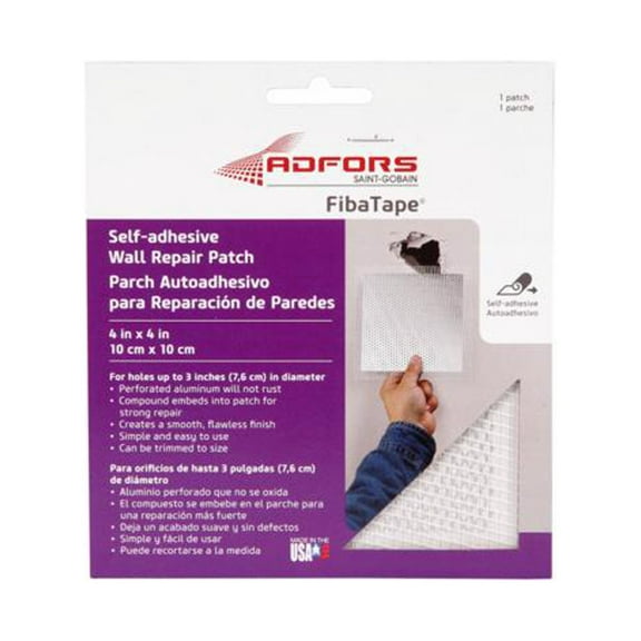Saint-Gobain ADFORS FDW6836-U FibaTape Wall & Ceiling Repair Patch, Perforated Aluminum, 4 x 4-In. - Quantity 24