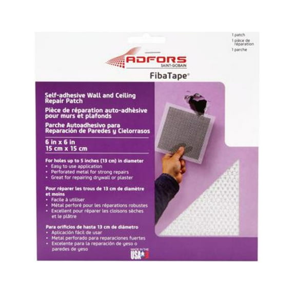Saint-Gobain ADFORS FDW6838-U FibaTape Wall & Ceiling Repair Patch, Perforated Aluminum, 6 x 6-In. - Quantity 24