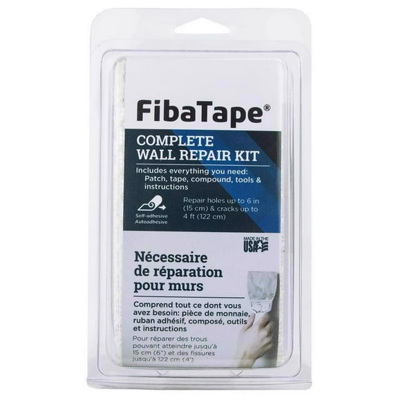 FibaTape Drywall Repair Kit - Complete Wall Patch, Tape, Compound, Applicator - 1 Pack