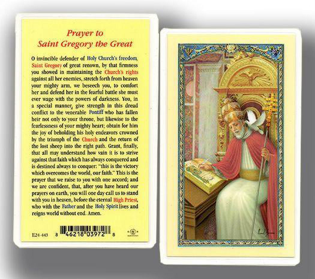 Saint Gregory the Great Laminated Catholic Prayer Holy Card with Prayer on Back, Pack of 25
