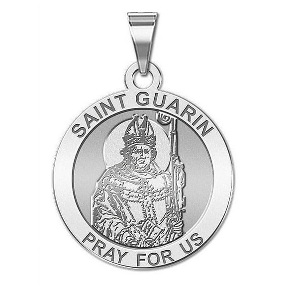 Saint Guarin Religious Medal - 3/4 inch Size of a Nickel - Sterling Silver