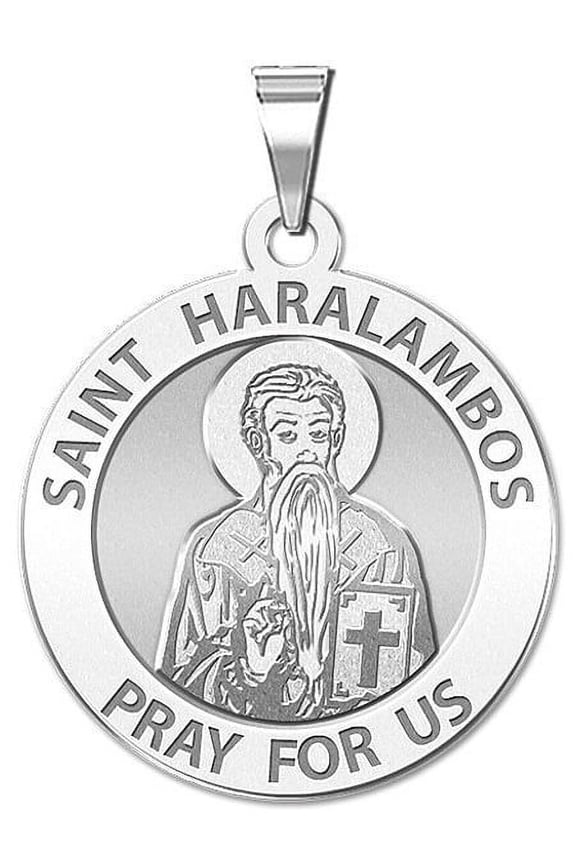 Saint Haralambos Religious Medal - 2/3 Inch Size of Dime, Sterling Silver