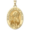 thumbnail image 1 of Saint Hyacinth of Poland OVAL Religious Medal - 1/2 X 2/3 Inch Size of Dime, Solid 14K Yellow Gold, 1 of 2