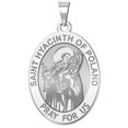 thumbnail image 1 of Saint Hyacinth of Poland OVAL Religious Medal - 2/3 X 3/4 Inch Size of Nickel, Solid 14K White Gold, 1 of 2