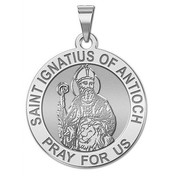 Saint Ignatius of Antioch Religious Medal - 1 Inch Size of a Quarter -Solid 14K White Gold