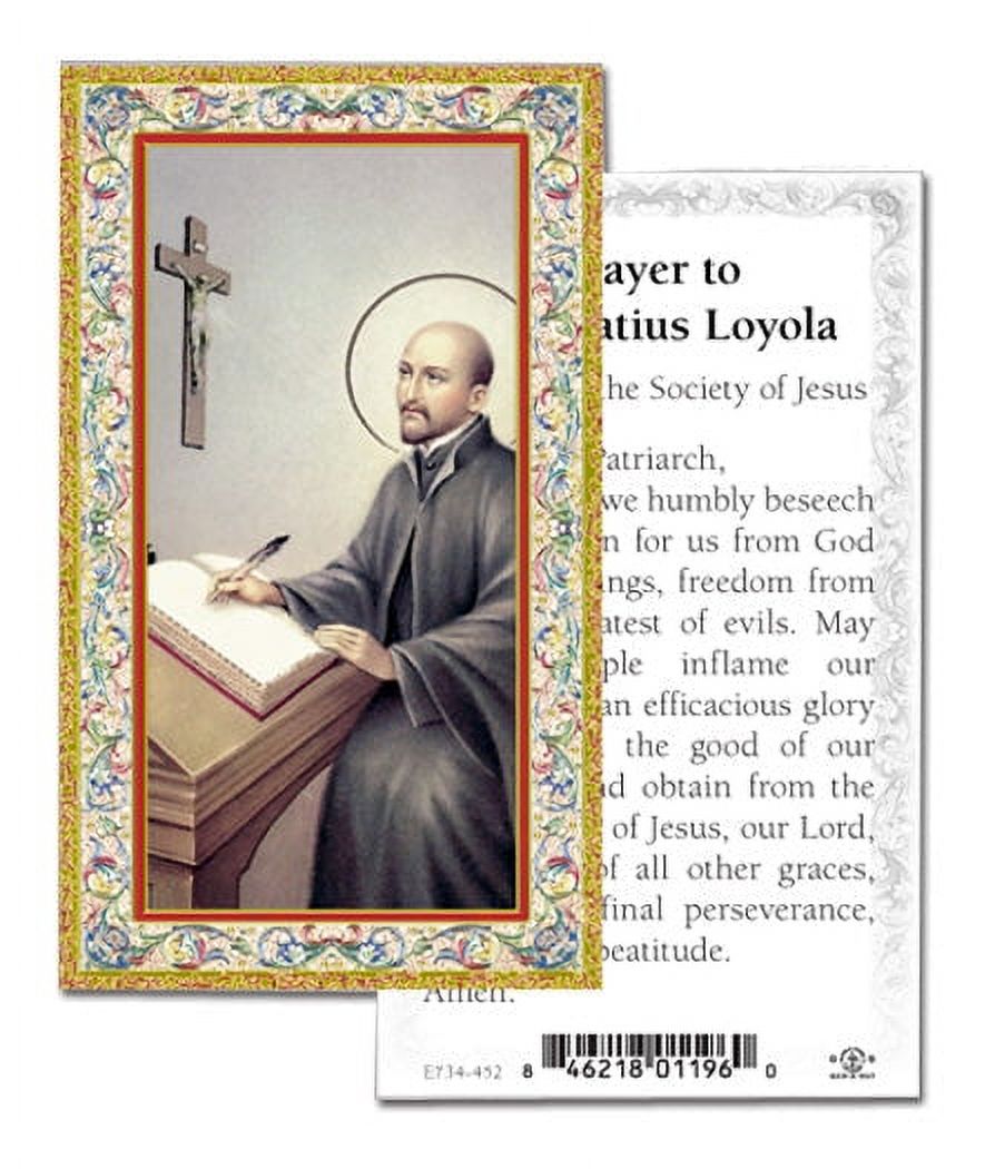 Saint Ignatius of Loyola Gold-Stamped Catholic Prayer Holy Card with ...