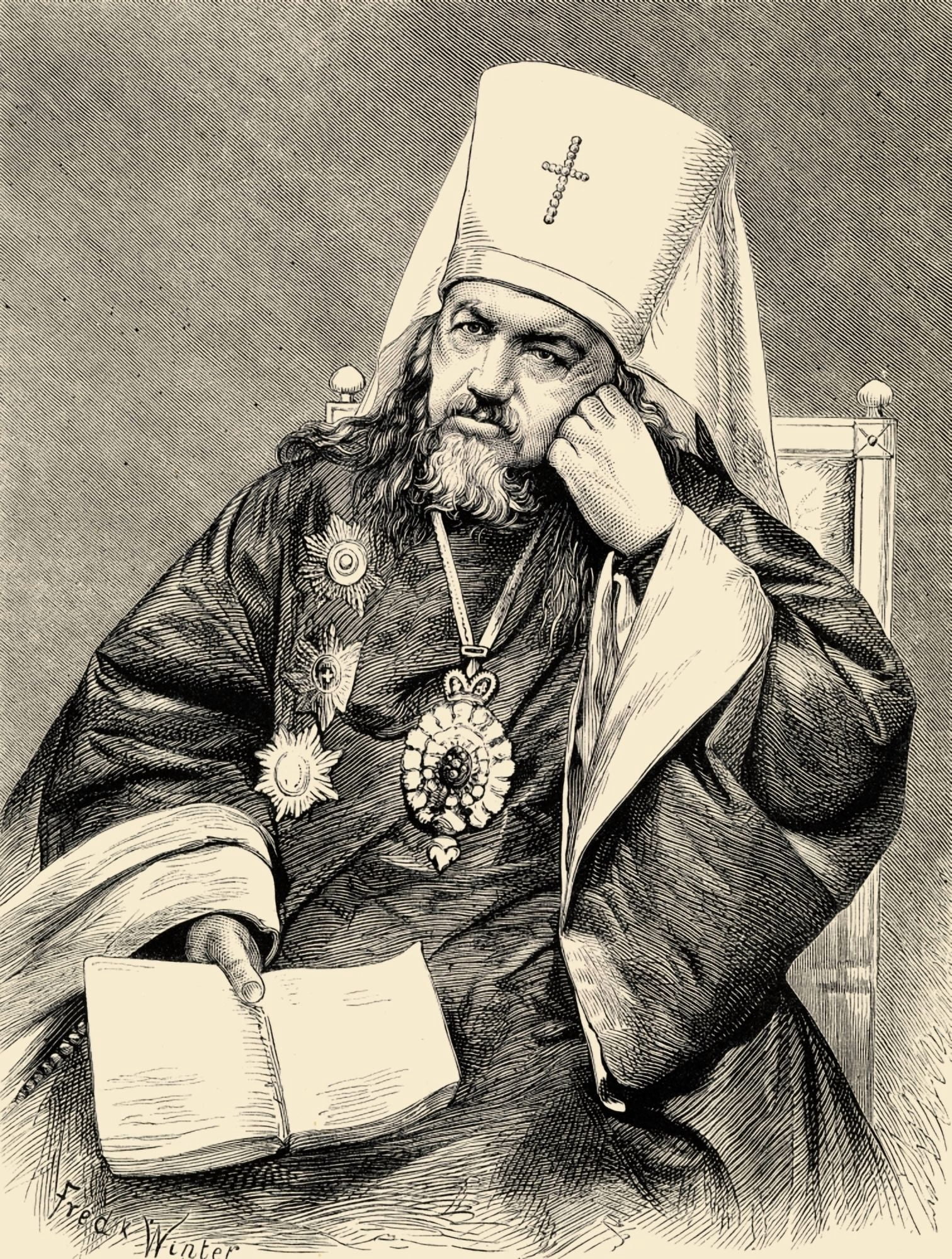 Saint Innocent Metropolitan Of St Petersburg Baptized Ioann Veniaminov 1797-1879 Canvas Art - Ken Welsh Design Pics (26 x 34)