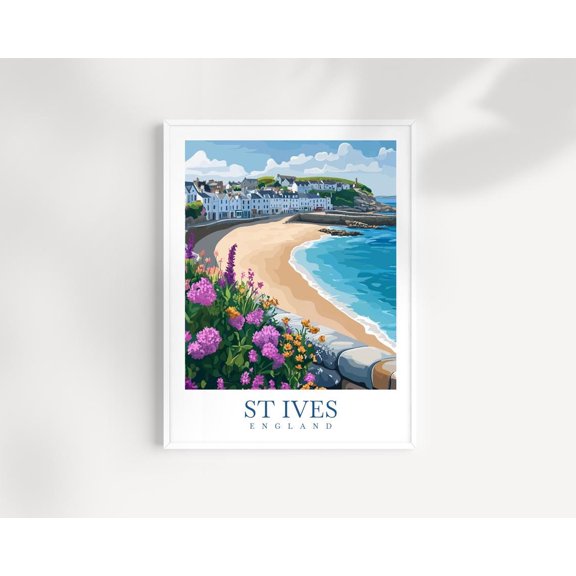 Saint Ives Cornwall Coastal Wall Art Print, Seaside Travel Home Decor